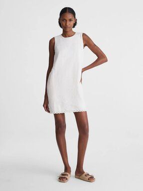 NWT Madewell Mini Shift Dress in 100% Linen Ivory Off White L